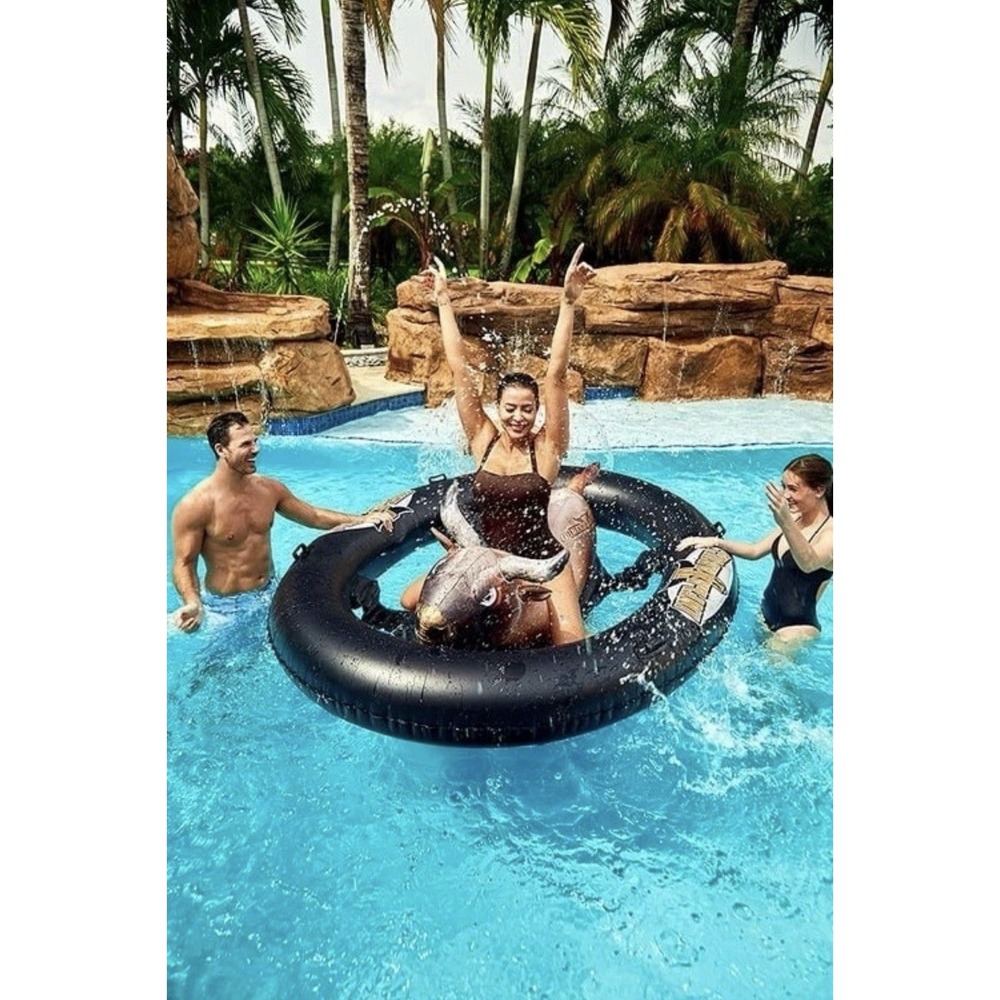 Inflatabull Inflatable Ride On Rodeo Bull Pool Toy Float Ages 9+ New - Picture 2 of 6